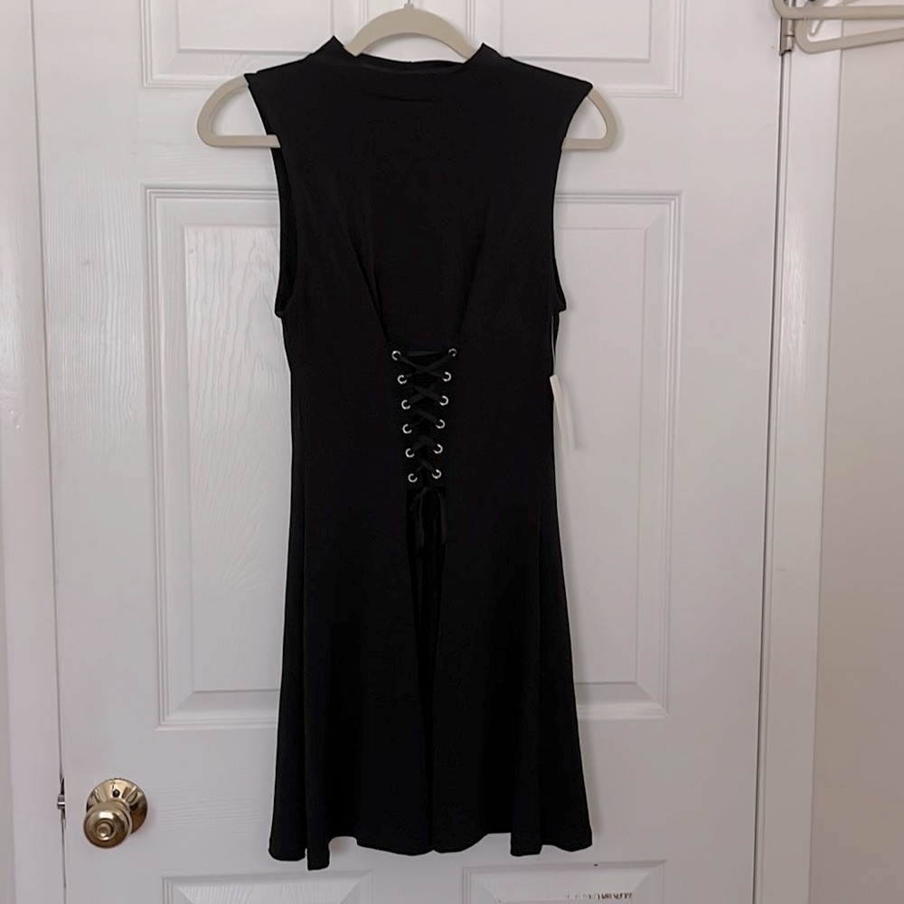 KEY & LIME CORSET LACE UP DRESS, BLACK, STRETCHY, LARGE